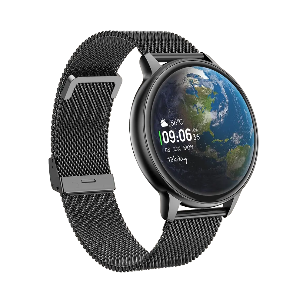 TEKDAY 656538 Smartwatch Black Stainless Steel Bracelet