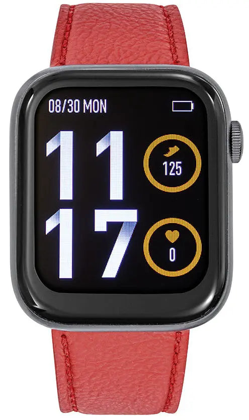 TEKDAY 656554 Smartwatch Red Leather Strap
