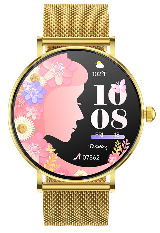 TEKDAY 656570 Smartwatch Gold Stainless Steel Bracelet