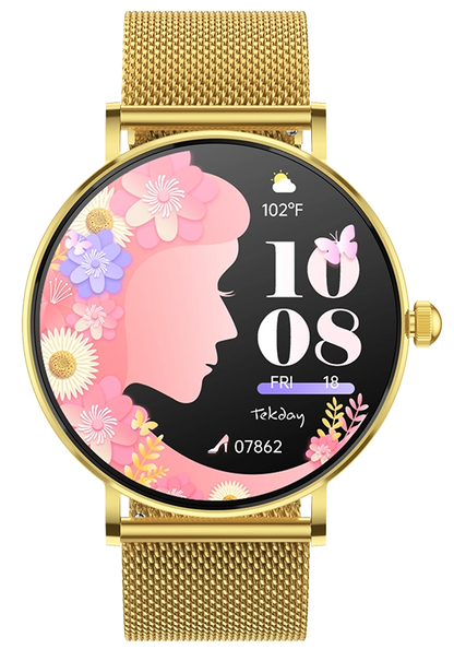 TEKDAY 656570 Smartwatch Gold Stainless Steel Bracelet