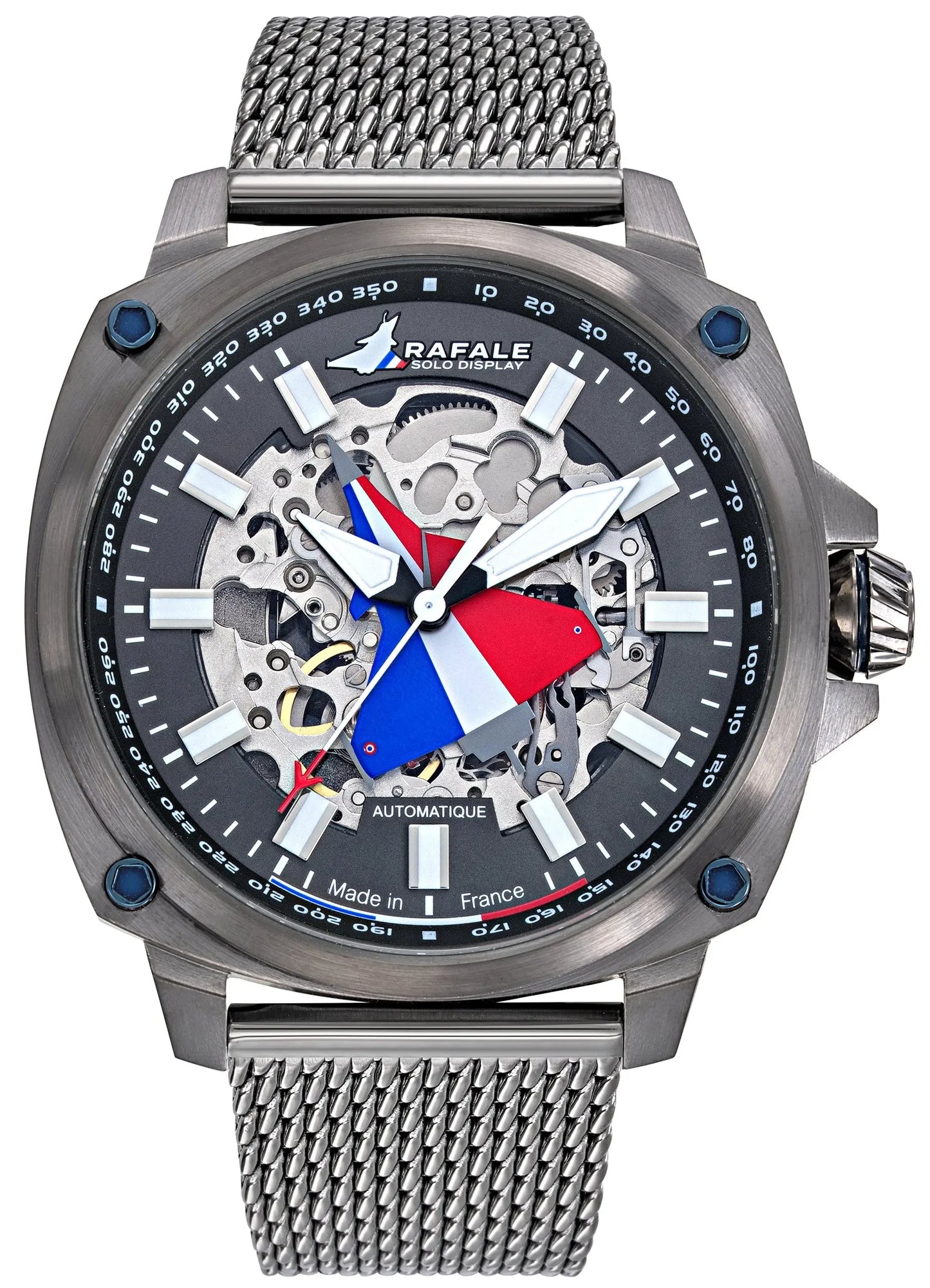 Rafale 666038 Pilote Skeleton Automatic Grey Stainless Steel Bracelet