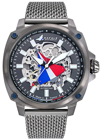 Rafale 666038 Pilote Skeleton Automatic Grey Stainless Steel Bracelet