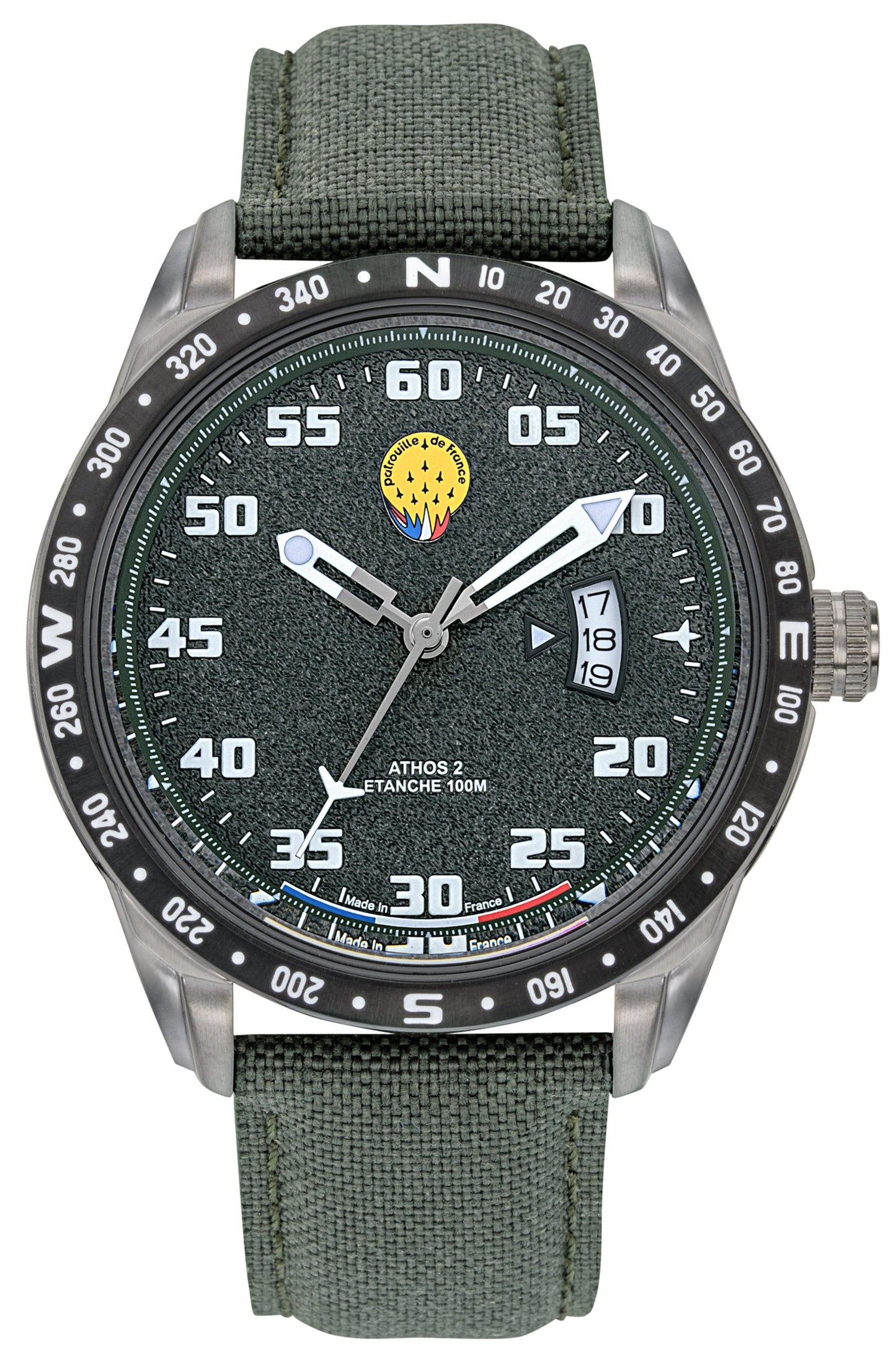 Patrouille De France 668126 Athos 2 Green Fabric Strap