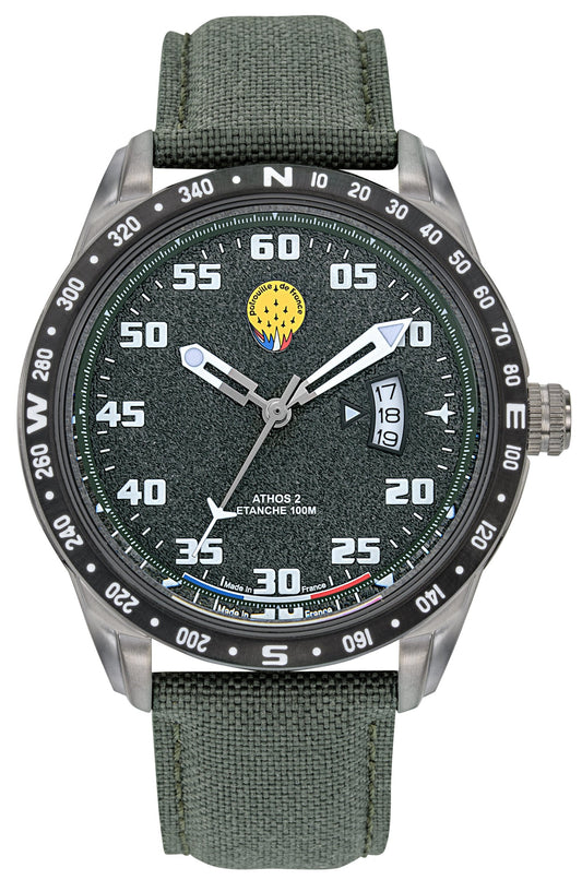 Patrouille De France 668126 Athos 2 Green Fabric Strap