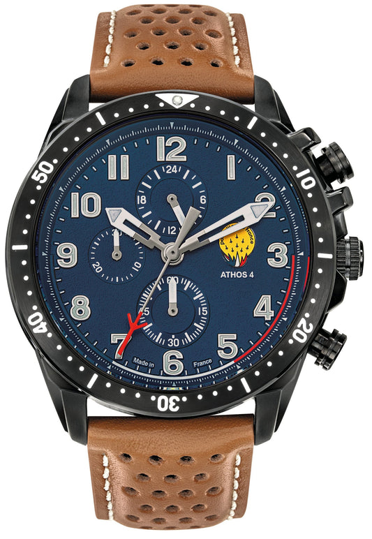 Patrouille De France 668133 Athos 4 Chronograph Brown Leather Strap