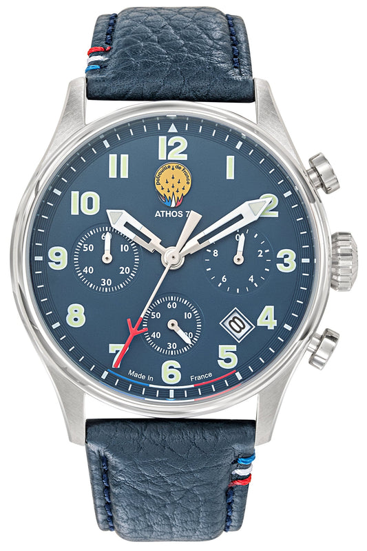 Patrouille De France 668136 Athos 7 Chronograph Blue Leather Strap