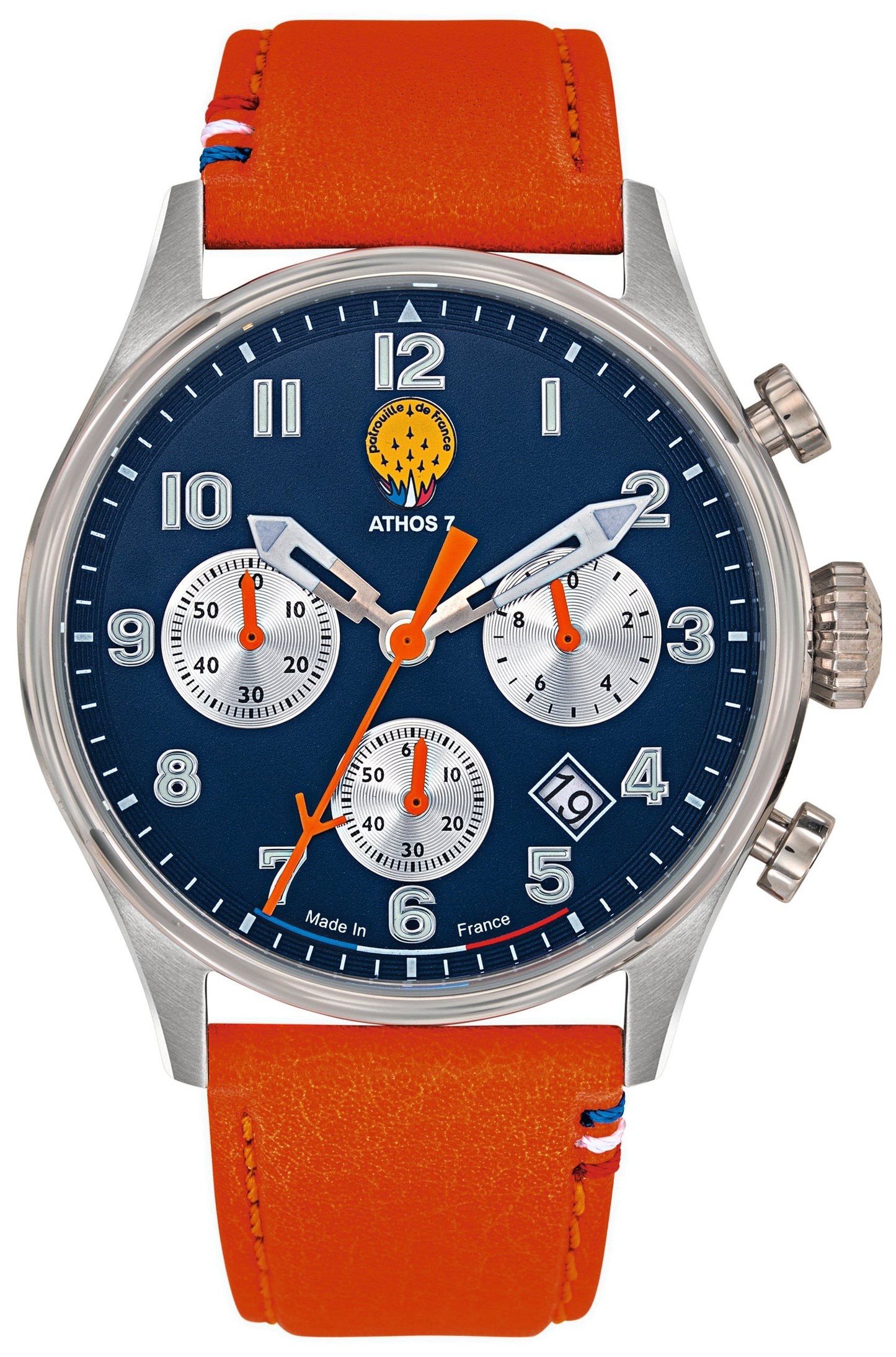 Patrouille De France 668137 Athos 7 Chronograph Orange Leather Strap