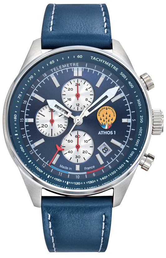 Patrouille De France 668145 Athos 1 Blue Leather Strap