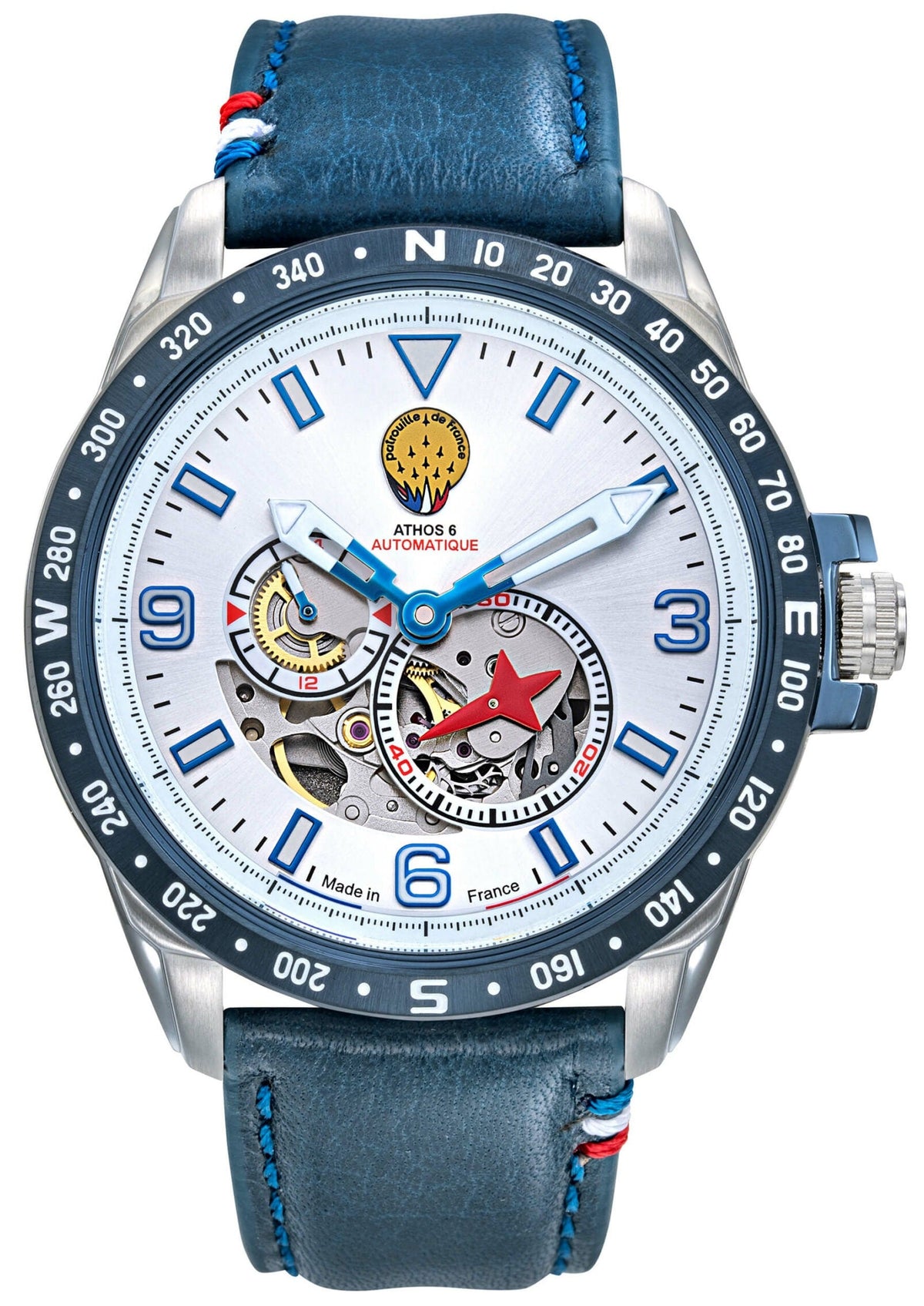 Patrouille De France 668153 Athos 6 Automatic Blue Leather Strap