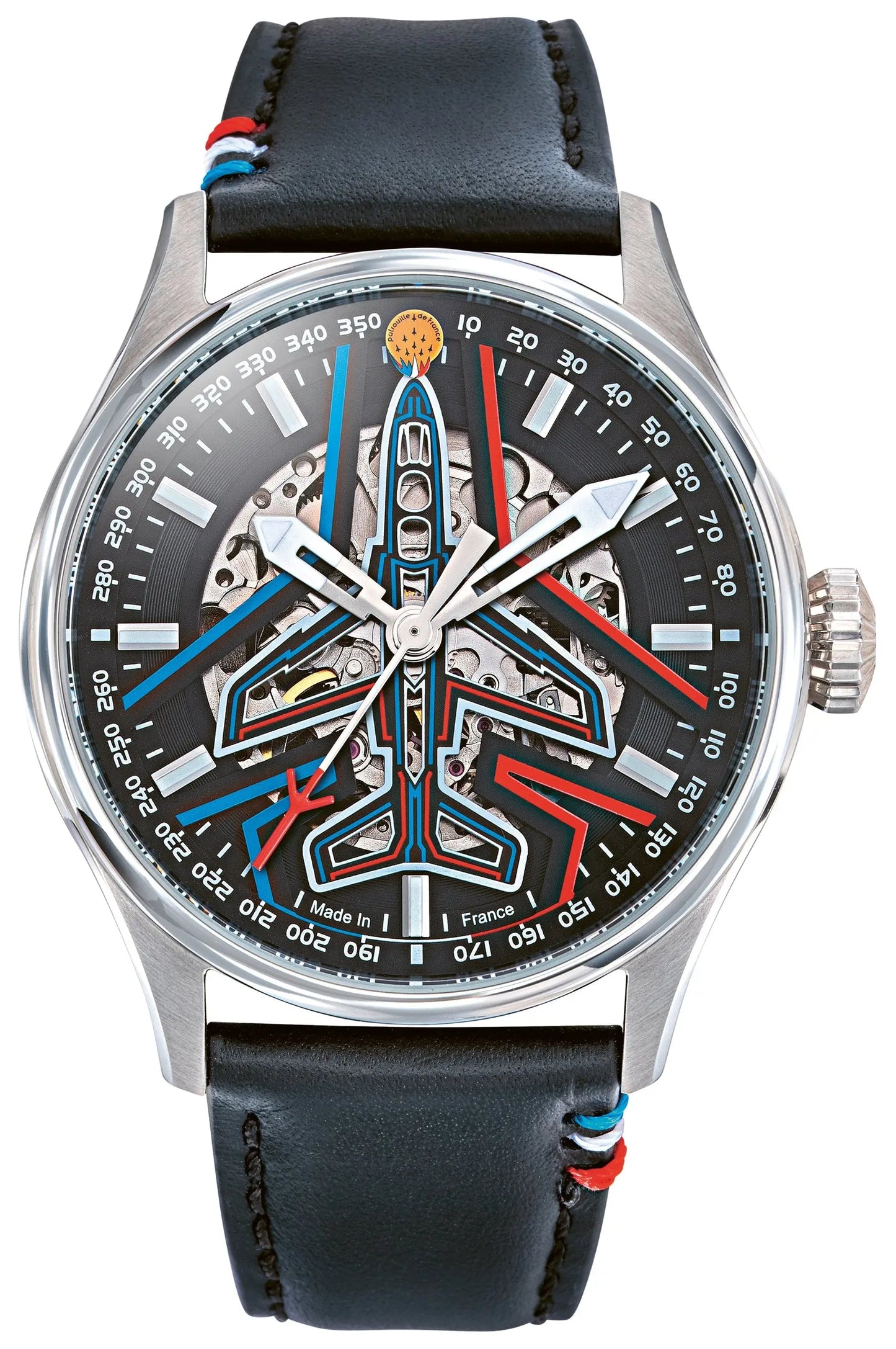 Patrouille De France 668907 Athos Coffret Automatique Black Leather Strap