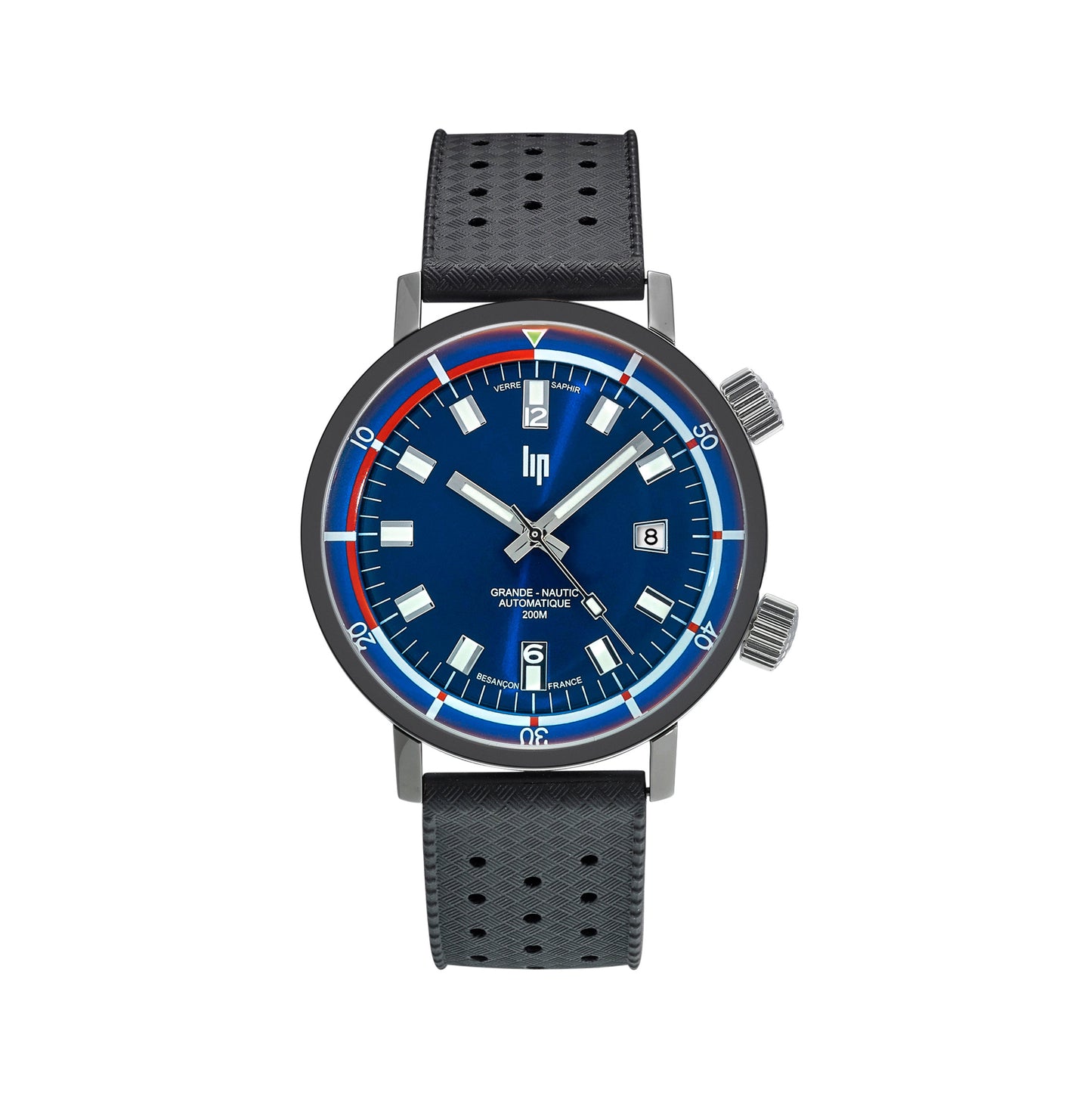 LIP 671521 Grand Nautic Rubber-Leather Black Strap