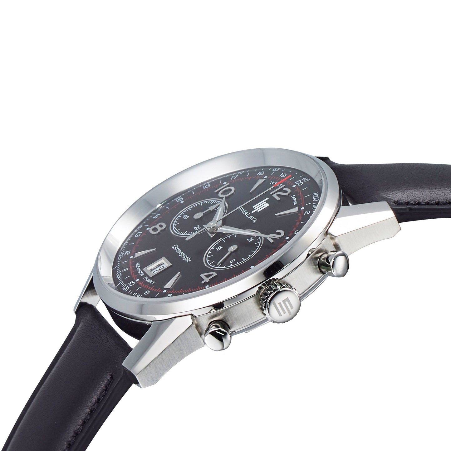 LIP 671592 Himalaya Chronohraph Black Leather Strap