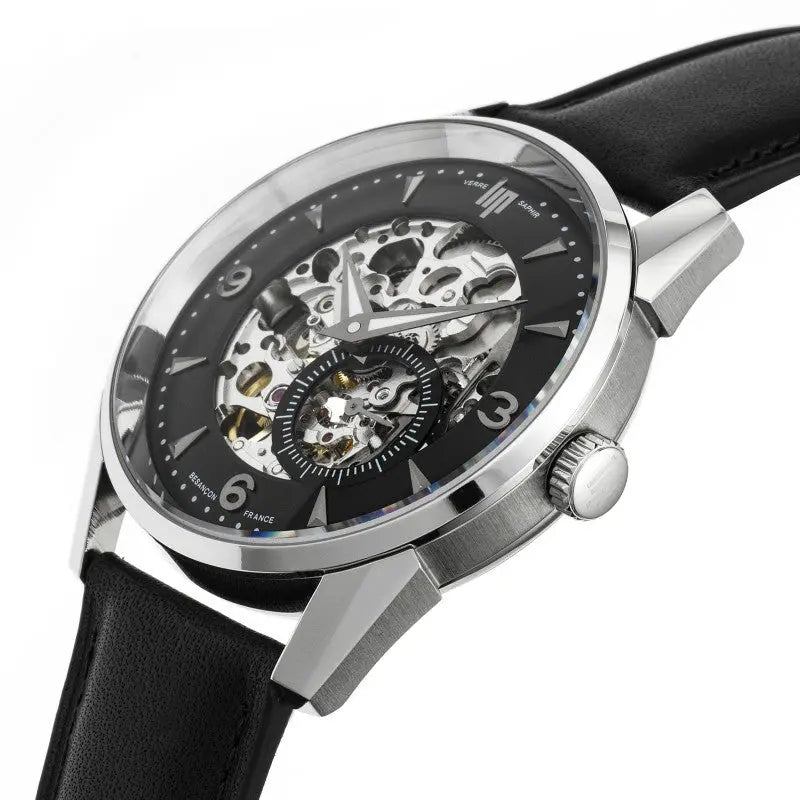 LIP 671726 Himalaya Automatic Black Leather Strap
