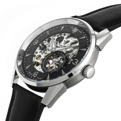 LIP 671726 Himalaya Automatic Black Leather Strap