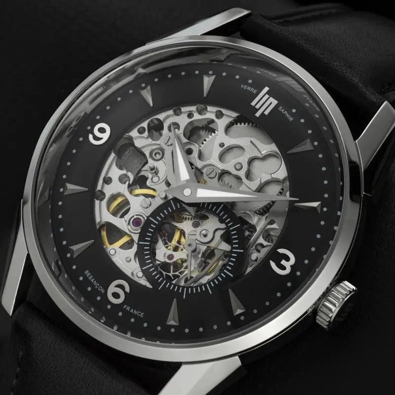 LIP 671726 Himalaya Automatic Black Leather Strap