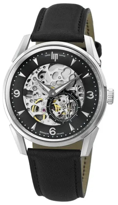 LIP 671726 Himalaya Automatic Black Leather Strap