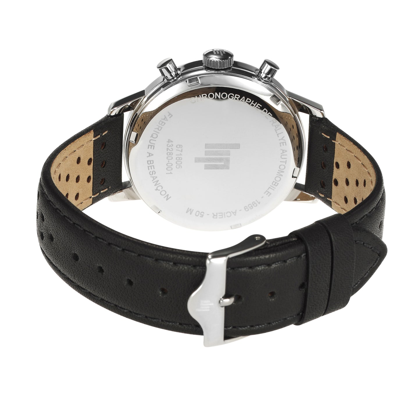 LIP 671805 Rallye Meca Chronohraph Black Leather Strap