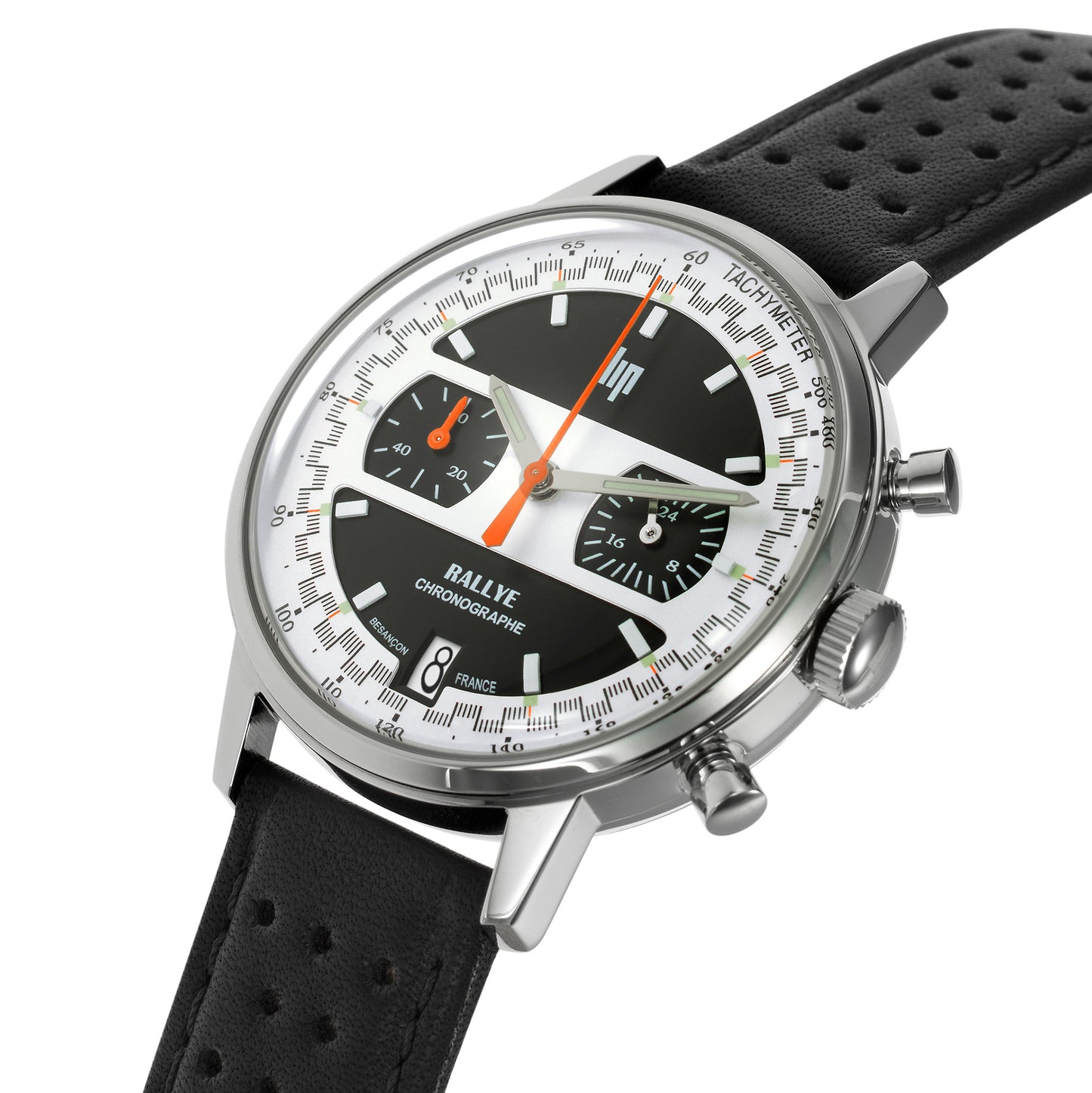 LIP 671805 Rallye Meca Chronohraph Black Leather Strap