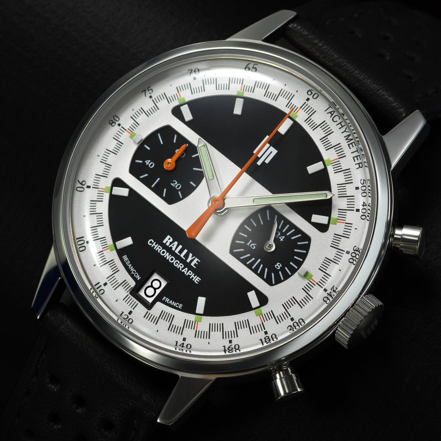 LIP 671805 Rallye Meca Chronohraph Black Leather Strap