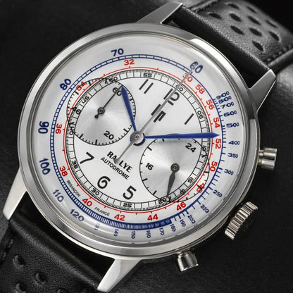 LIP 671828 Rallye Meca Chronograph Black Leather Strap