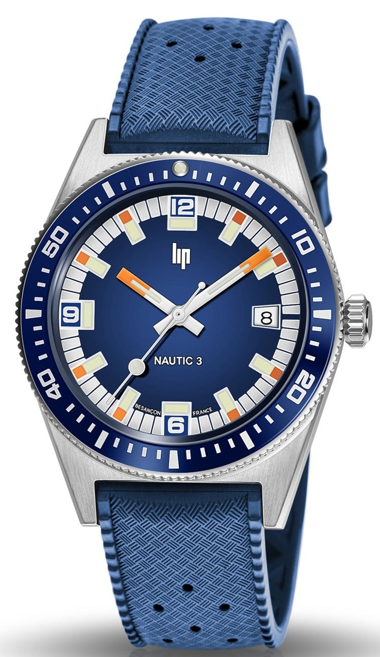 LIP 671851 Nautic 3 Automatic Blue Caoutcouc Strap