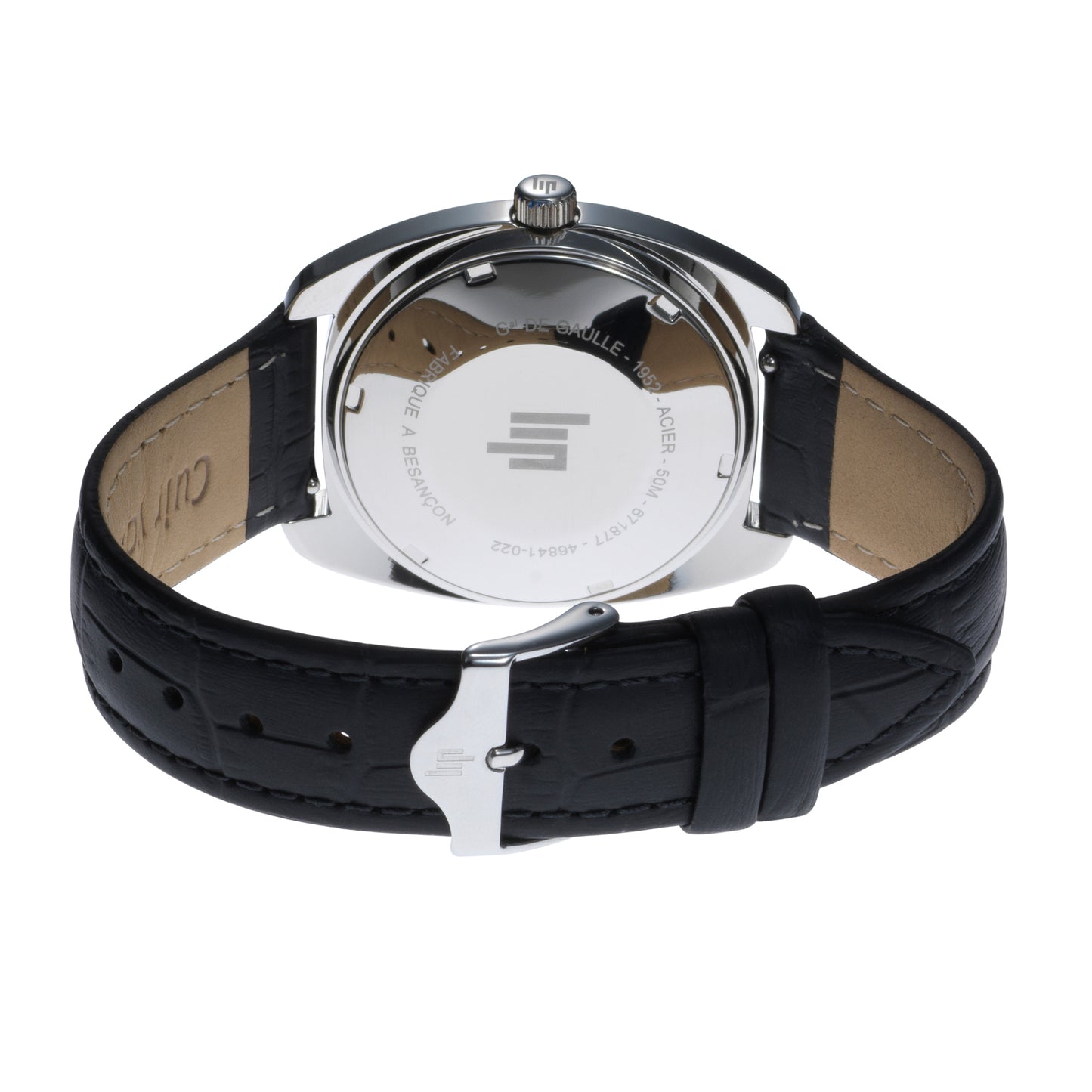 LIP 671877 General De Gaulle Black Leather Strap