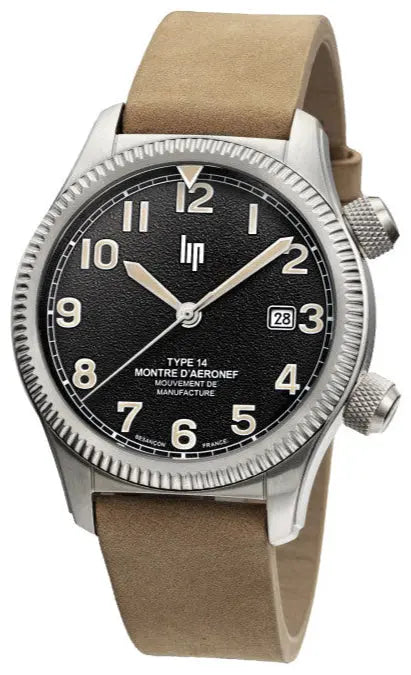 LIP 676030 Type 14 Automatic Camel Brown Leather Strap