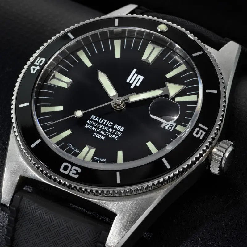 LIP 676050 Nautic 666 Automatic Black Rubber Strap