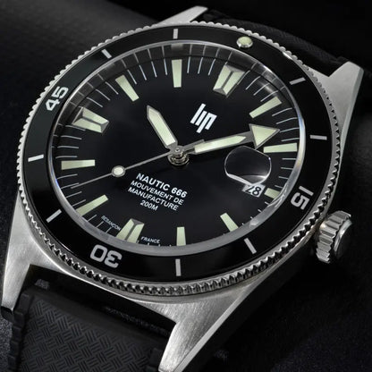 LIP 676050 Nautic 666 Automatic Black Rubber Strap