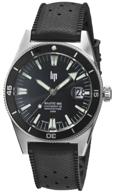LIP 676050 Nautic 666 Automatic Black Rubber Strap
