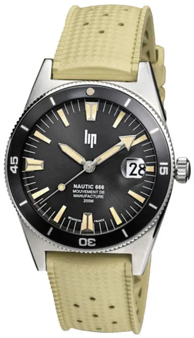 LIP 676054 Nautic 666 Automatic Beige Rubber Strap