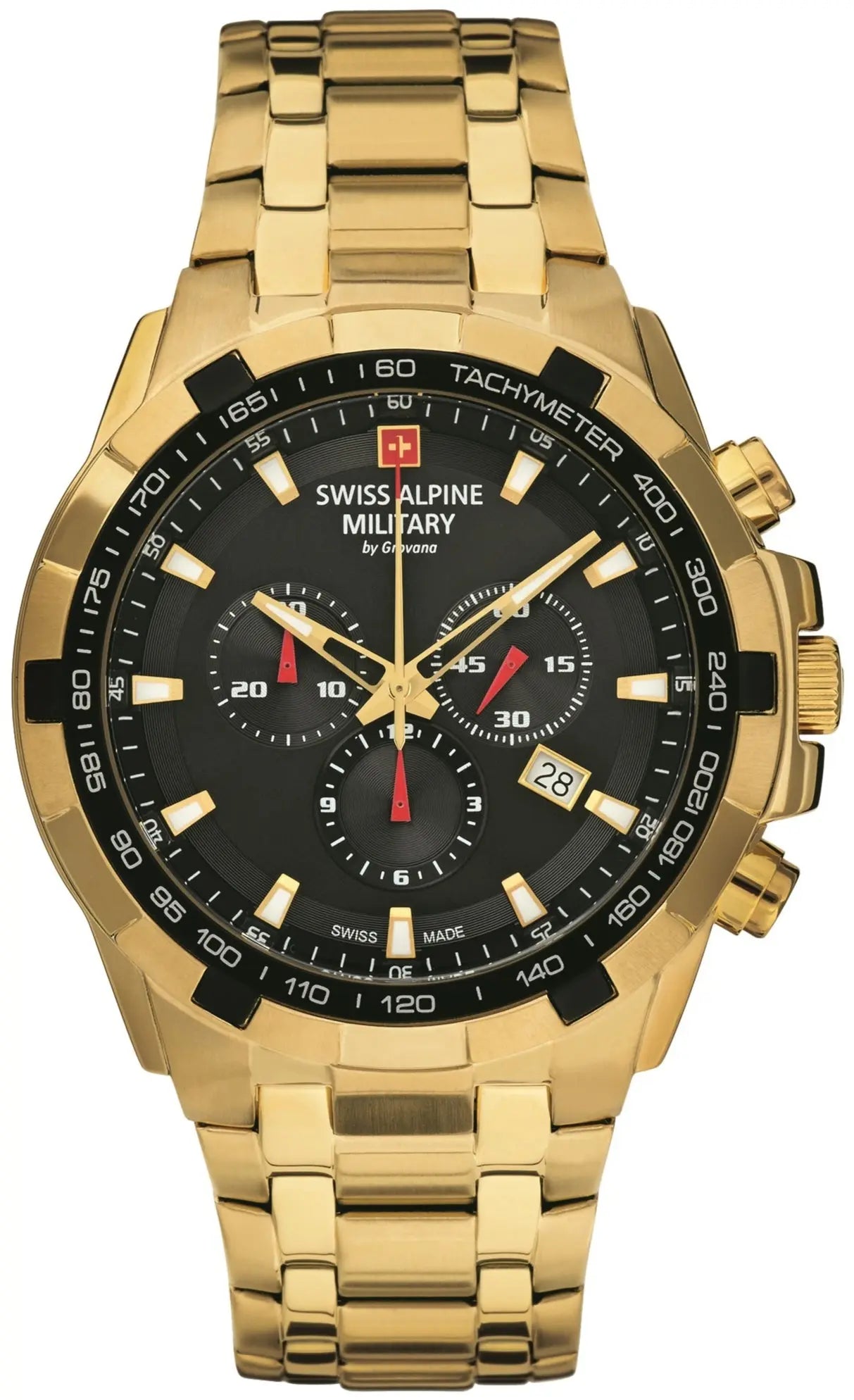 SWISS ALPINE MILITARY SAM7043.9117 Star Fighter Chronograph Gold Stainless Steel Bracelet