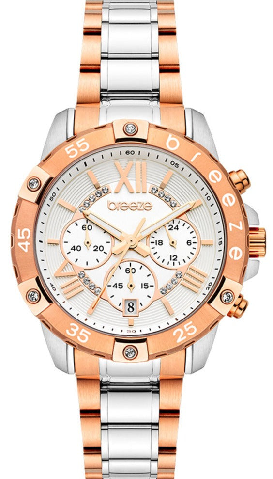 BREEZE 712441.1 Spectacolo Chronograph Two Tone Stainless Steel Bracelet