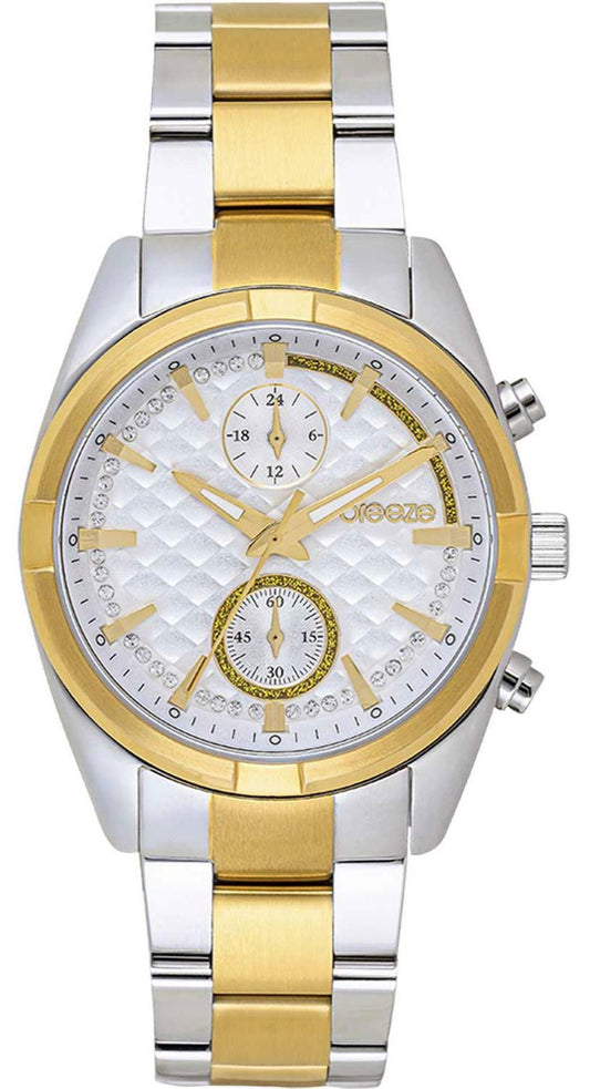 BREEZE 712501.1 Starlight Swarowski Chronograph Two Tone Stainless Steel Bracelet