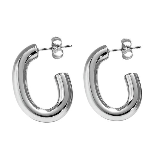 Earrings N02200G Steel Hoops with Multicolored Zirconia