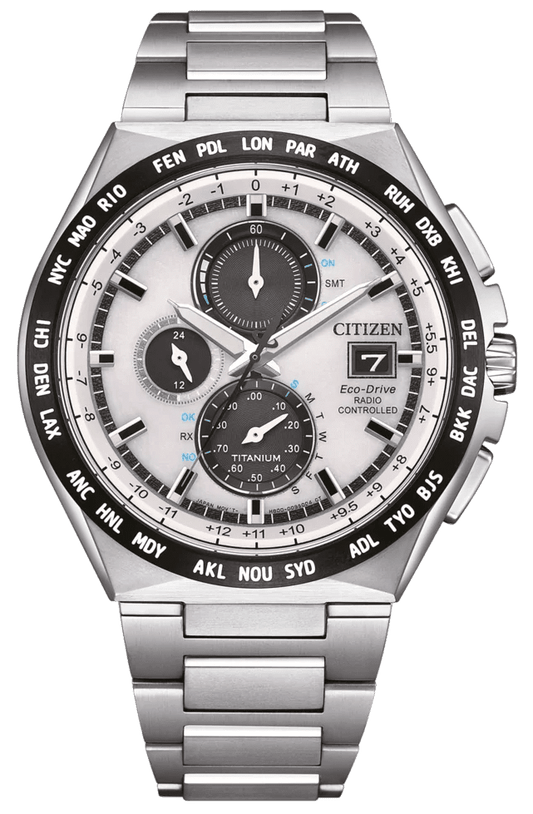 Citizen ΑΤ8238-84Α Eco-Drive Radio Controlled Titanium Bracelet - Κοσμηματοπωλείο Goldy