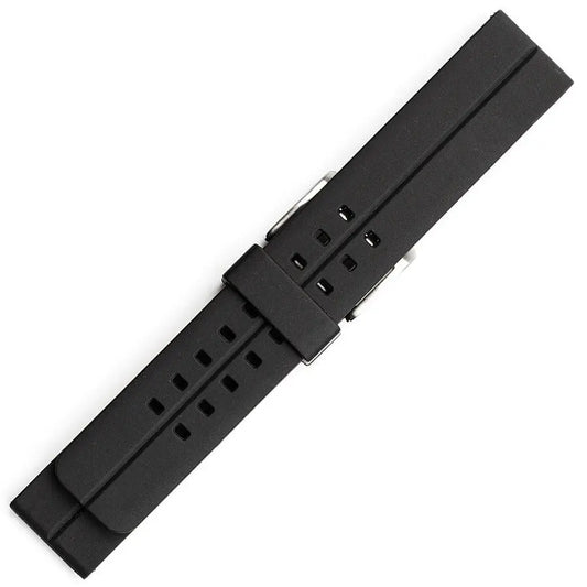 Hirsch 09180-92050 Ayrton Black Leather-Rubber Strap