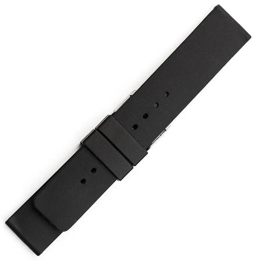 Hirsch 09180-92050 Ayrton Black Leather-Rubber Strap