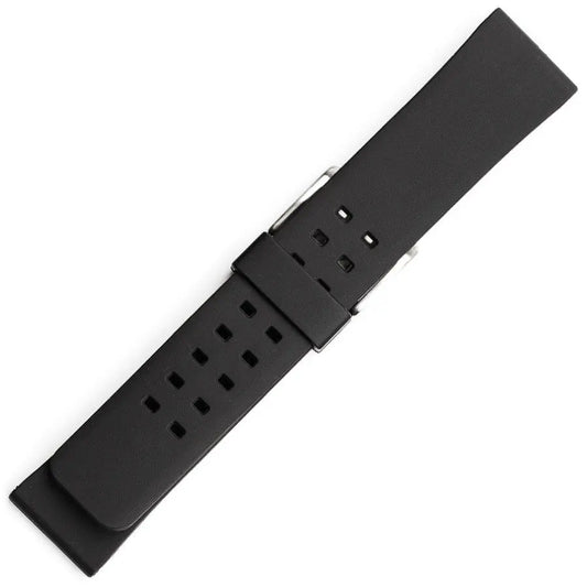 Hirsch 09180-92050 Ayrton Black Leather-Rubber Strap