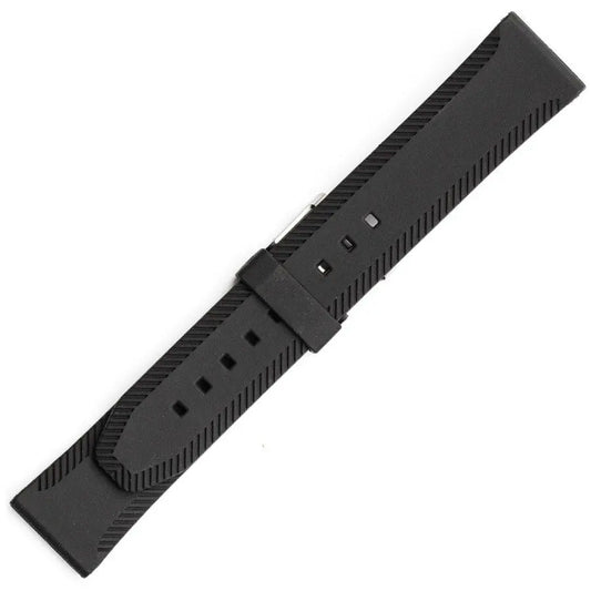 Hirsch 09180-92050 Ayrton Black Leather-Rubber Strap