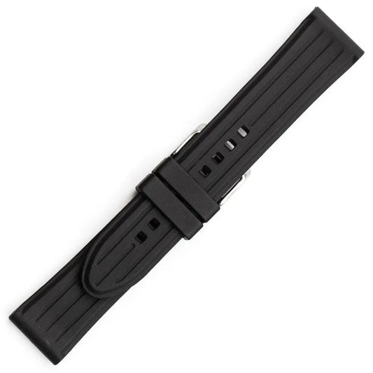 Hirsch 09180-92050 Ayrton Black Leather-Rubber Strap