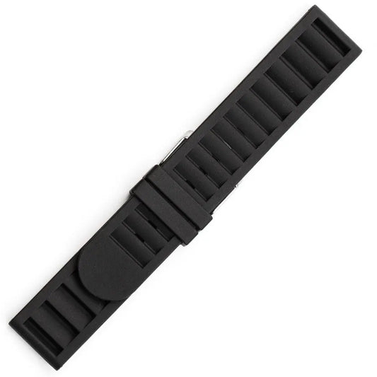 Hirsch 09180-92050 Ayrton Black Leather-Rubber Strap