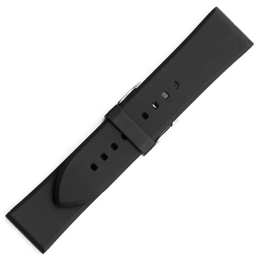 Hirsch 09180-92050 Ayrton Black Leather-Rubber Strap