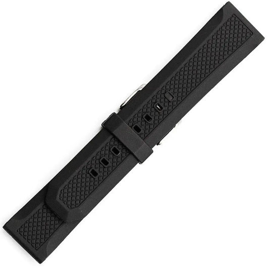 Hirsch 09180-92050 Ayrton Black Leather-Rubber Strap