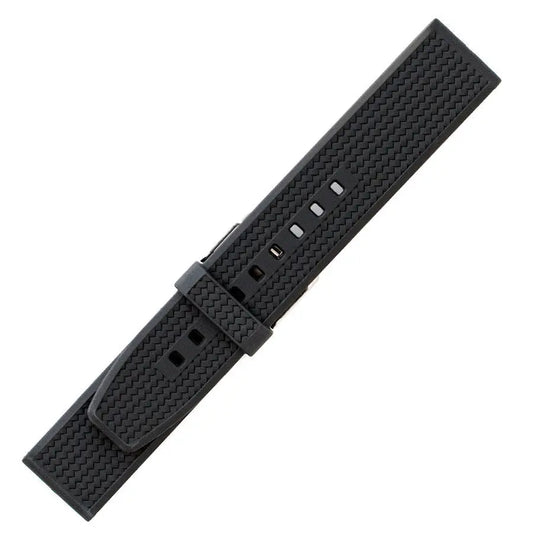 Hirsch 09180-92050 Ayrton Black Leather-Rubber Strap