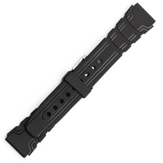 Hirsch 09180-92050 Ayrton Black Leather-Rubber Strap