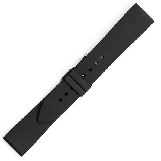 Hirsch 09180-92050 Ayrton Black Leather-Rubber Strap