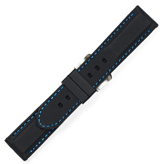 Λουρί 8834BL Black SIlicon Strap με Μπλε Γαζί