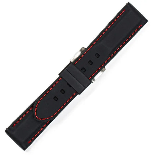 Λουρί 8834RD Black SIlicon Strap με Κόκκινο Γαζί