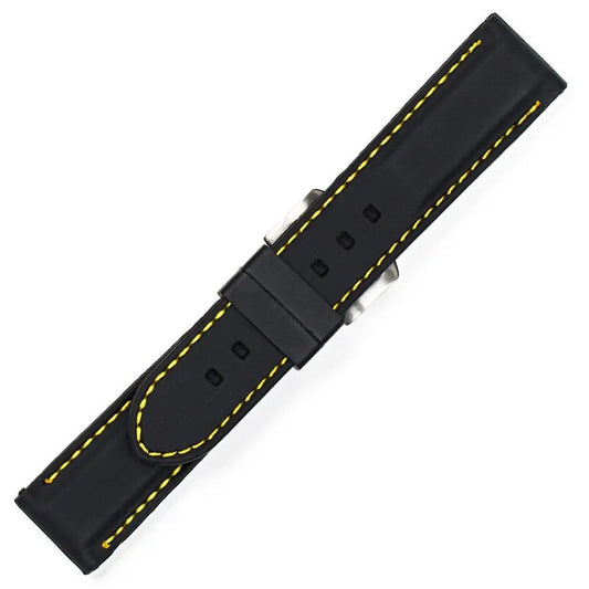 Λουρί 8834YL Black SIlicon Strap με Κίτρινο Γαζί